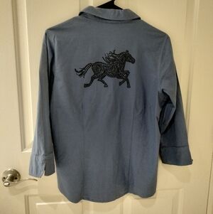 Vintage Sea Salt Brand 100% Cotton Western-style Blue Button-Up Shirt